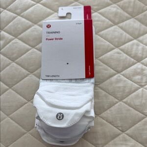 lululemon athletica Power Stride White Socks 3-Pack for men or women- brand new!